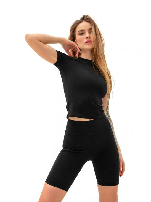 Футболка в рубчик черная — изображение 7