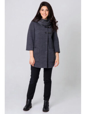 Кардиган с шарфом темно-серый