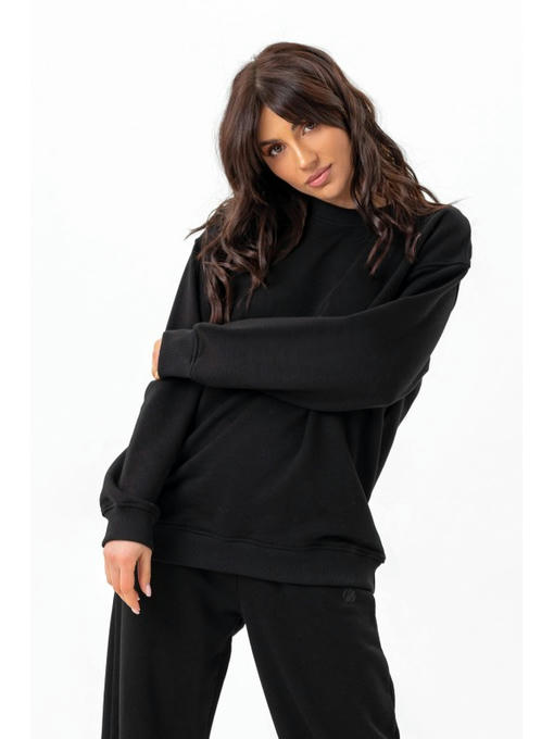 Стильный однотонный свитшот черный — изображение 4