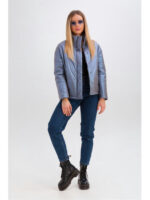 Дутая куртка с воротником-стойкой ультрафиолет