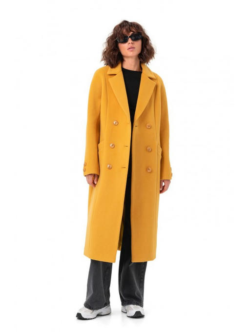 Пальто из шерстяной ткани желтое — изображение 7