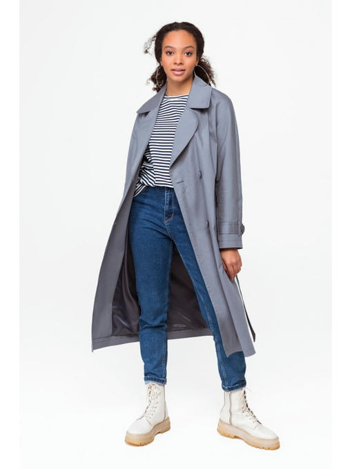 Коттоновый плащ серый