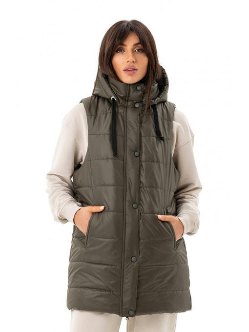 Удлиненная жилетка хаки — изображение 2