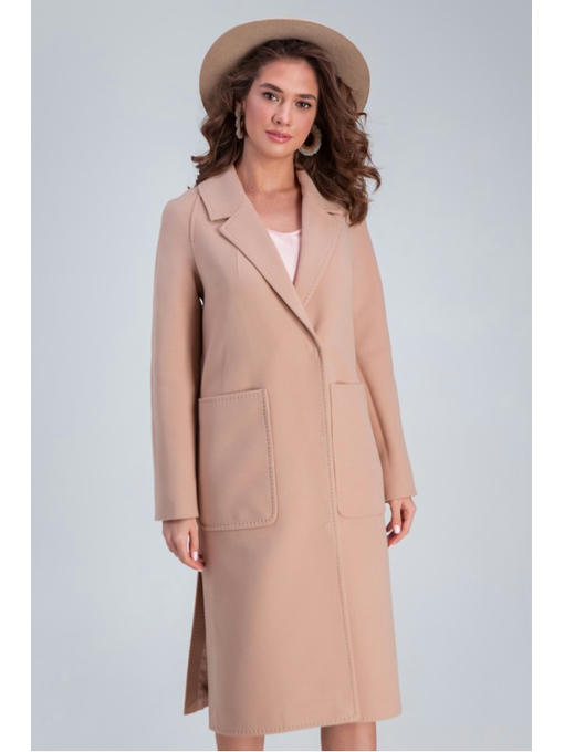 Пальто с накладными карманами бежевое — изображение 3