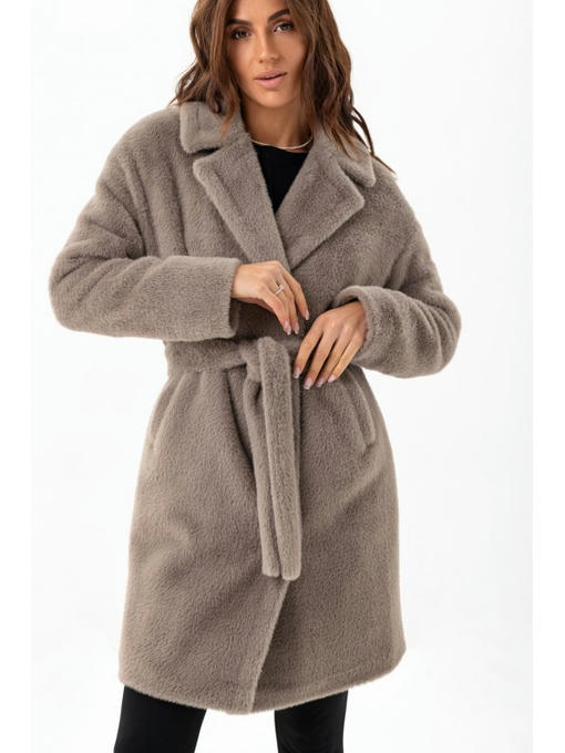 Утепленная шуба из эко альпаки капучино — изображение 6