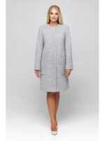 Полномерное пальто из трикотажа светло-серое