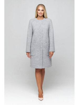 Полномерное пальто из трикотажа светло-серое