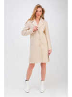 Весеннее пальто с разрезами бежевое