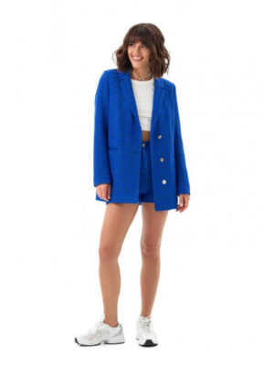 Однобортный пиджак из французского твида электрик