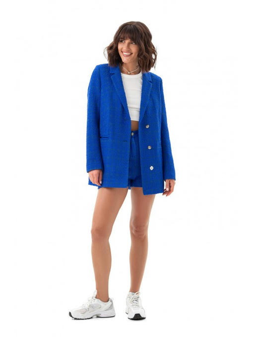 Однобортный пиджак из французского твида электрик