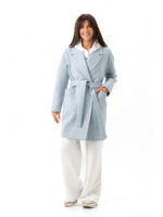 Утепленное пальто оверсайз голубое