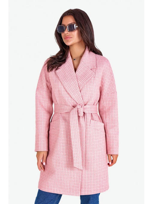 Пальто в клетку розовое — изображение 2