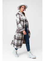 Пальто-халат коричнево-белый