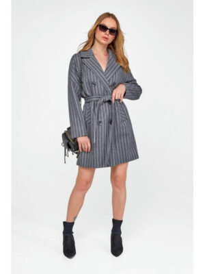 Двубортное пальто серый