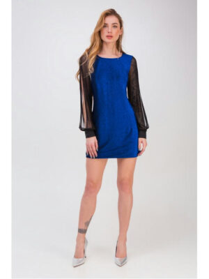 Короткое коктейльное платье электрик