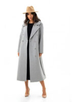 Двубортное пальто из кашемира серое