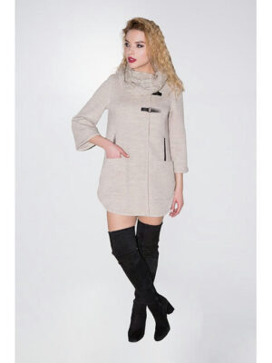 Кардиган с шарфом бежевый