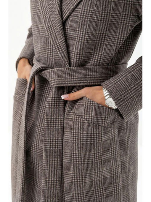 Утепленное пальто оверсайз коричневое — изображение 5