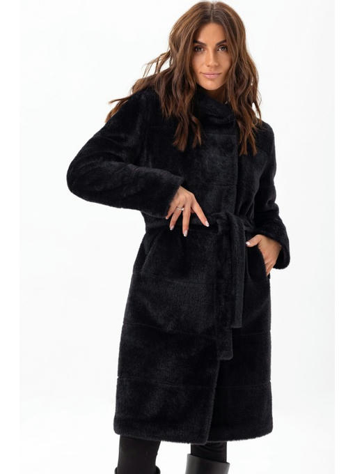 Утепленная шубка с капюшоном черная — изображение 6