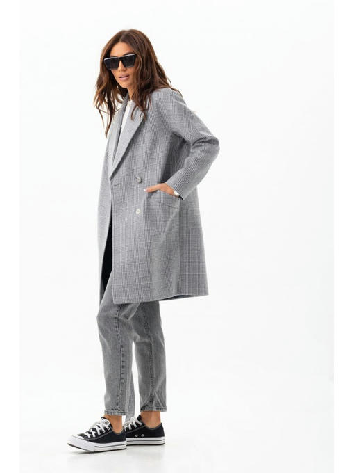 Утепленное пальто оверсайз серое — изображение 3