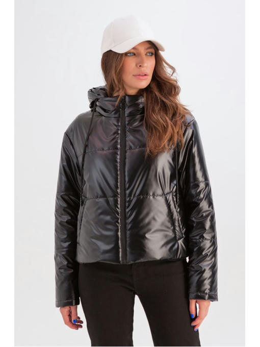 Короткая куртка с капюшоном черная — изображение 2