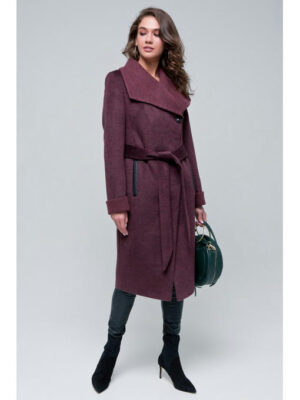 Осеннее пальто бордовое