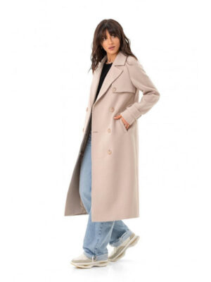 Длинное пальто из кашемира бежевое