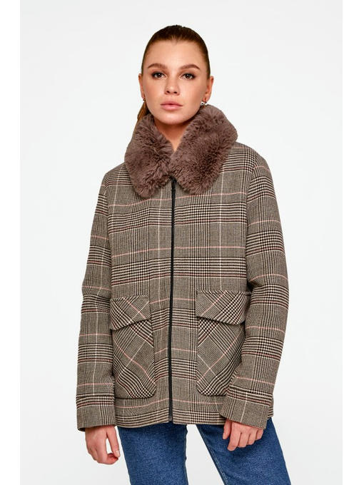 Короткое пальто на утеплителе кофе — изображение 3