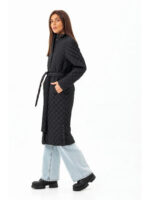 Стеганое пальто с воротником-стойкой черное