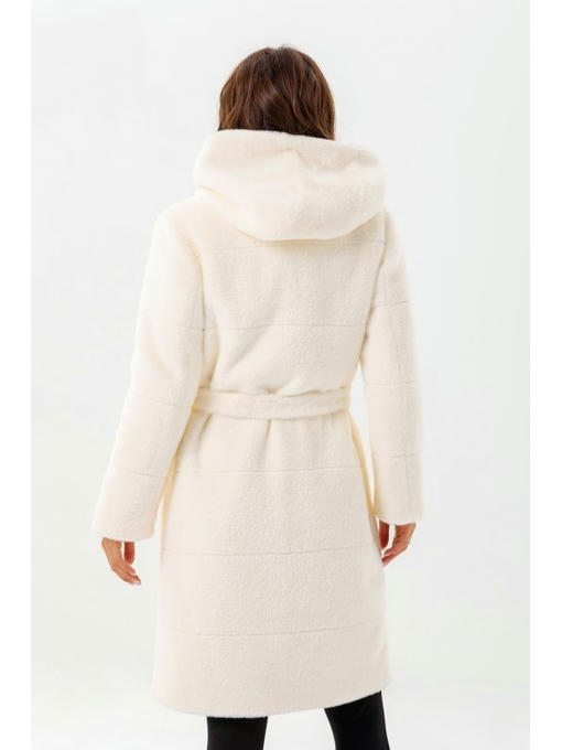 Утепленная шубка с капюшоном белая — изображение 7