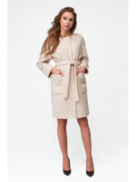 Пальто без воротника бежевое