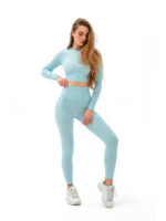 Лосины в рубчик голубые