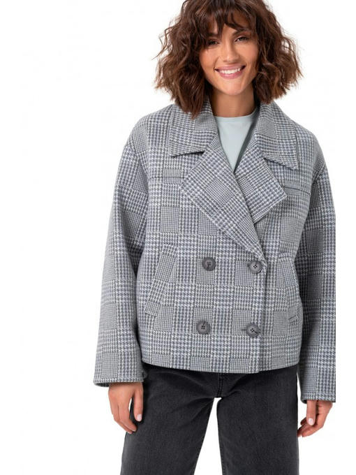 Короткое оверсайз пальто светло-серое - голубое — изображение 3