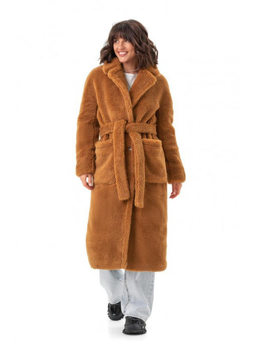 Плюшевое пальто коричневое — изображение 4