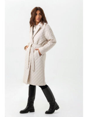 Пальто со стежкой молоко