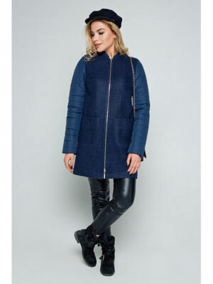 Пальто с плащевкой синее