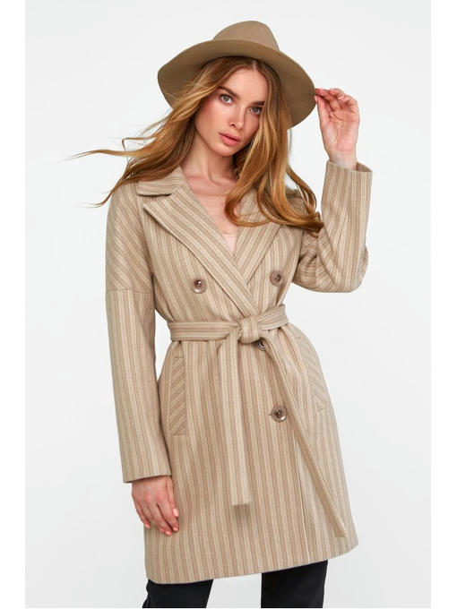 Двубортное пальто бежевое — изображение 2