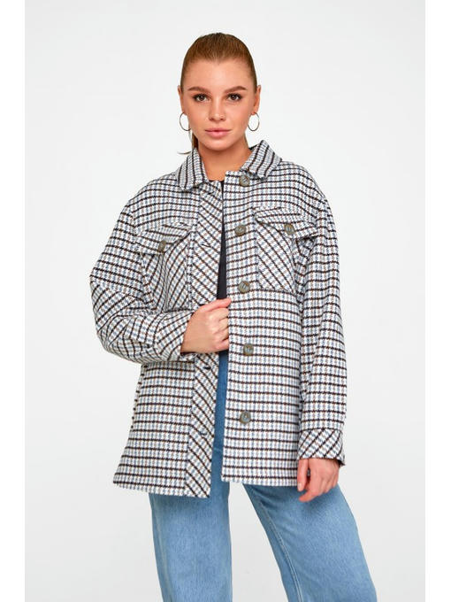 Короткое пальто-рубашка синее — изображение 2