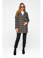 Пальто-пиджак в клетку черное