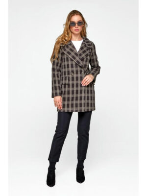 Пальто-пиджак в клетку черное