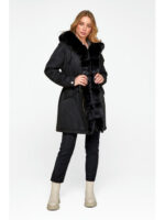 Парка с эко мехом черная