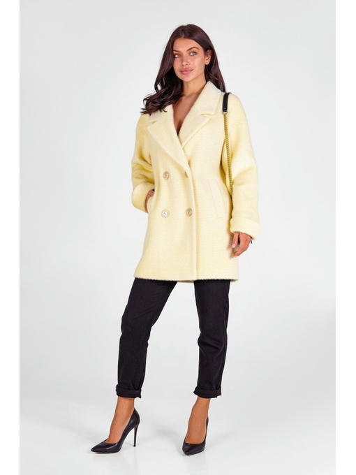 Двубортное пальто соты ваниль