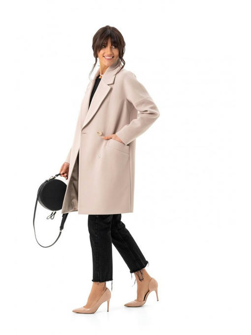 Женское стильное пальто бежевое — изображение 5