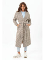 Пальто в лапку зеленое