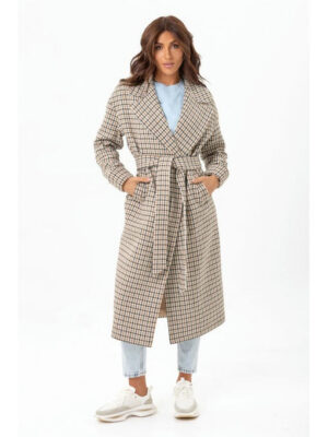 Пальто в лапку зеленое