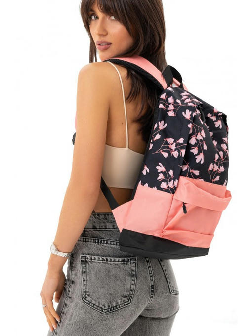 Городской рюкзак с принтом розовое на черном — изображение 6