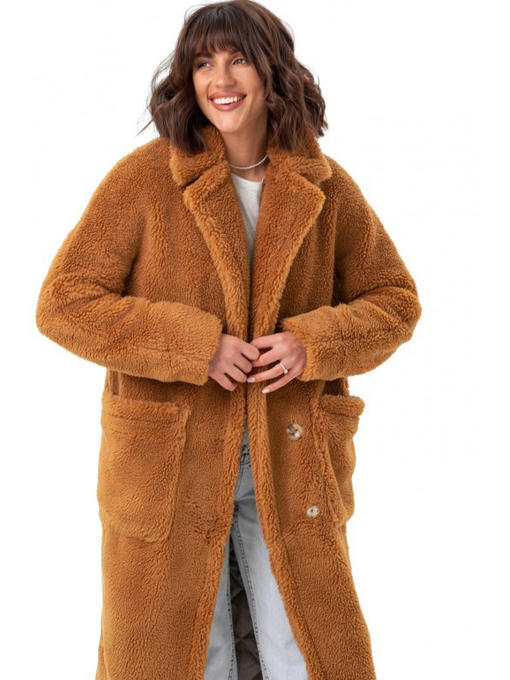 Плюшевое пальто коричневое — изображение 3