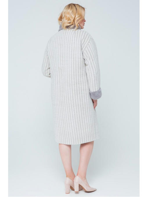 Пальто с норкой серо-белое — изображение 5