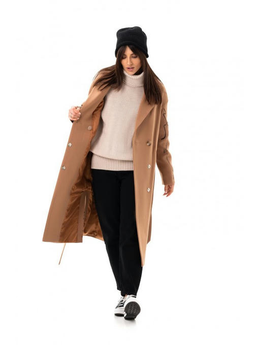 Пальто с дизайнерским рисунком кэмел скетч — изображение 5