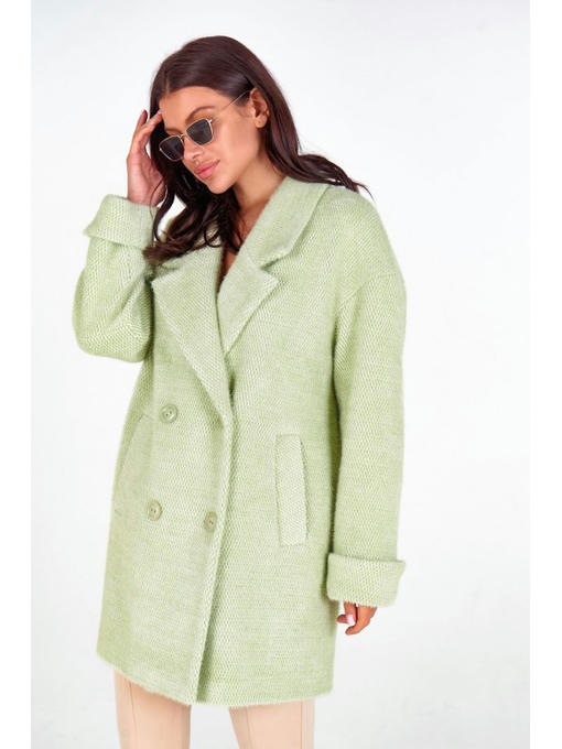 Двубортное пальто соты фисташка — изображение 3